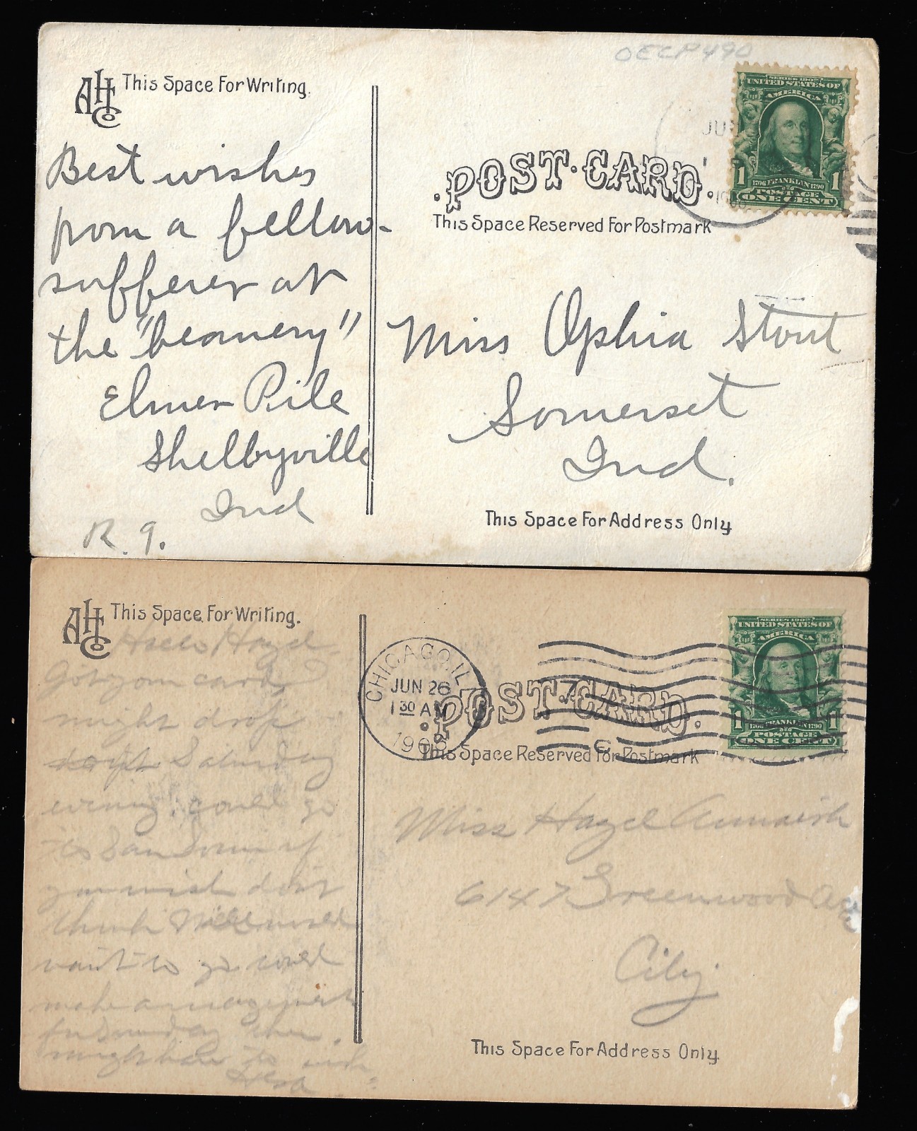 Both 1908 Eckstone Cartoon Charles Hughes Presidential Hopeful Series Postcards