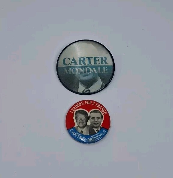 Jimmy Carter Walter Mondale Hologram And “Leaders for a Change” Pin Button Lot