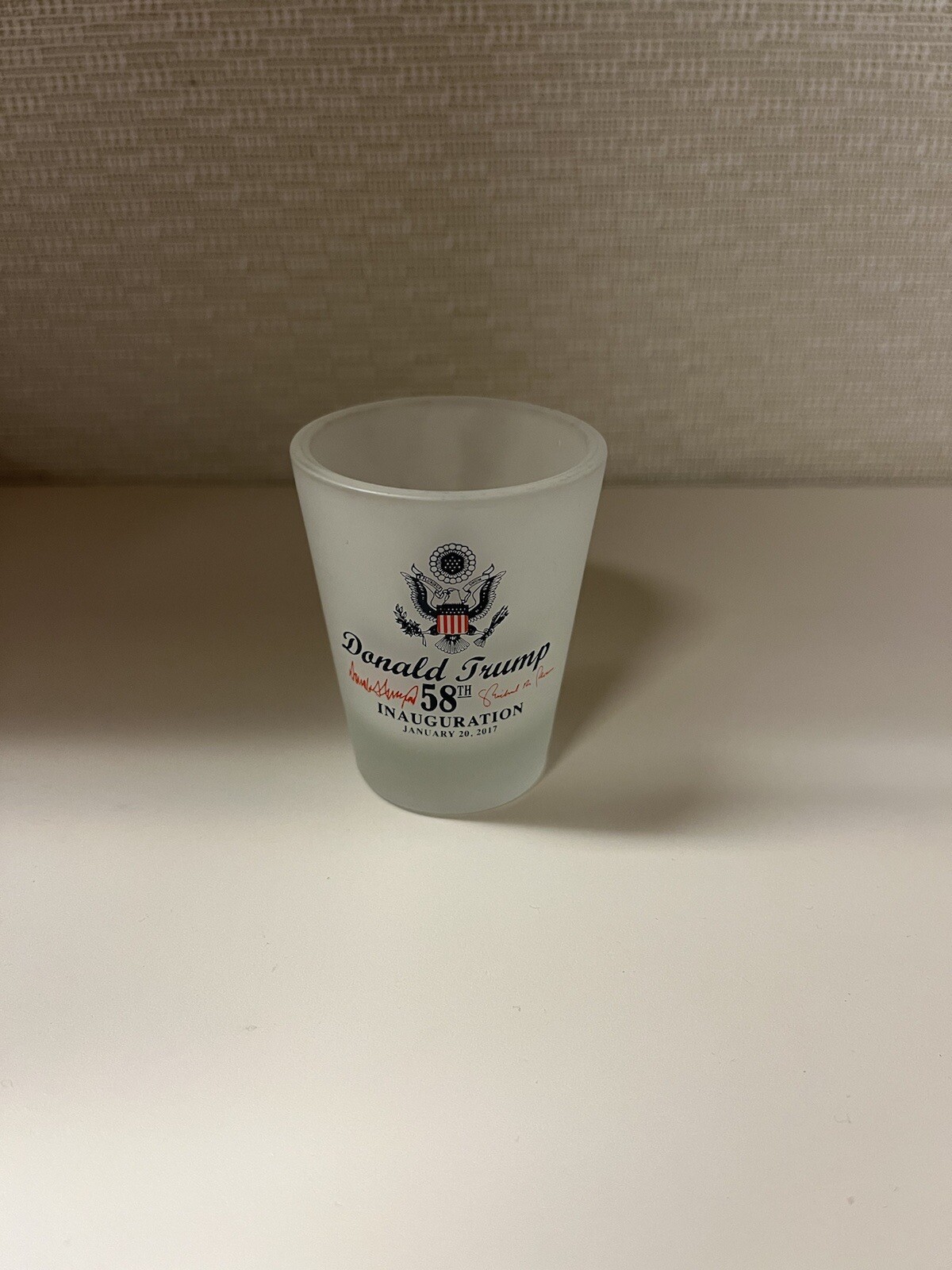 Trump Shot Glass INAUGURATION 45TH President Frosted Eagle Seal FREE SHIPPING!!
