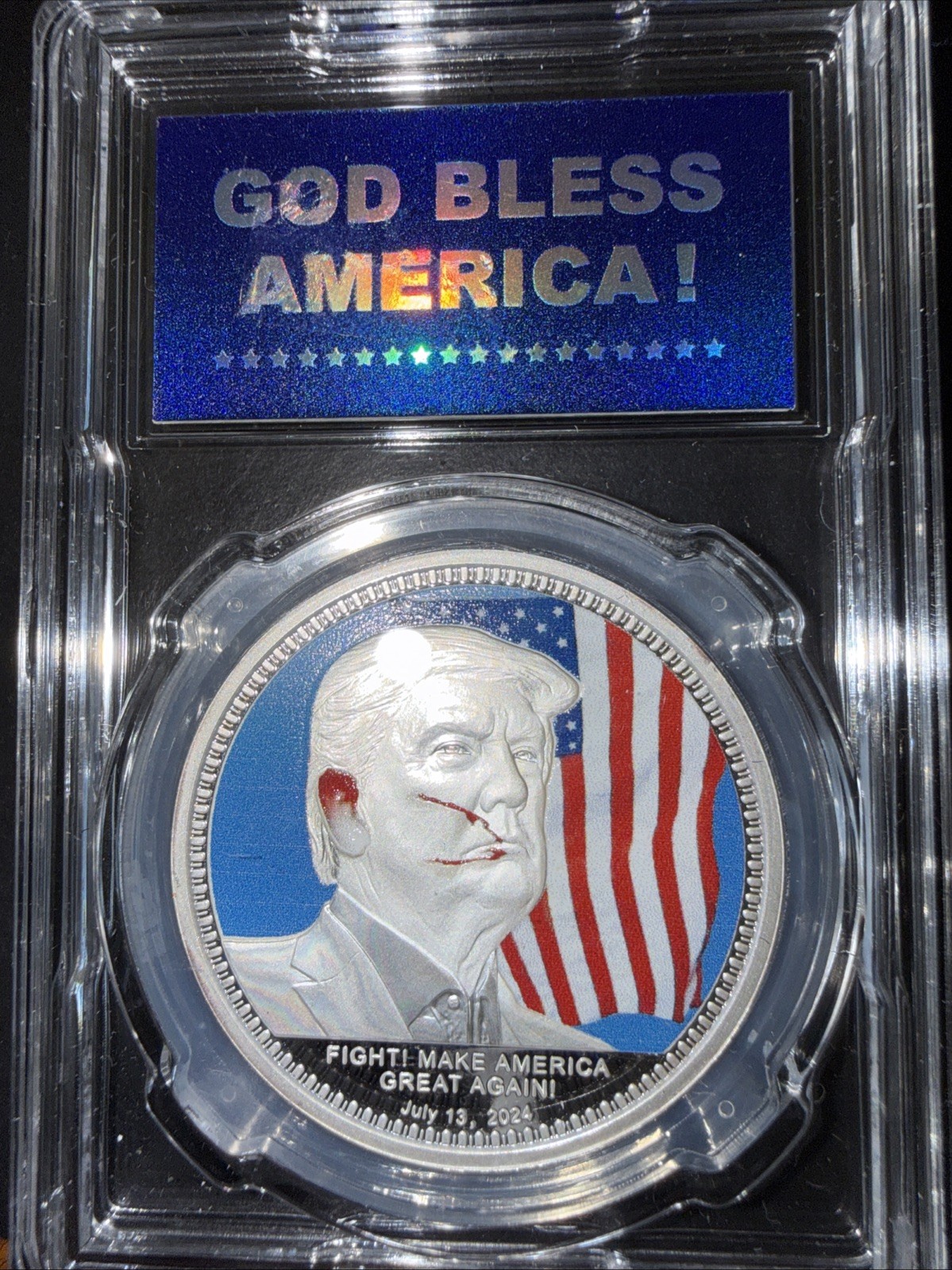 USA 2024 Donald Trump Assassination Attempt Silver Plated Shooting Commemorative