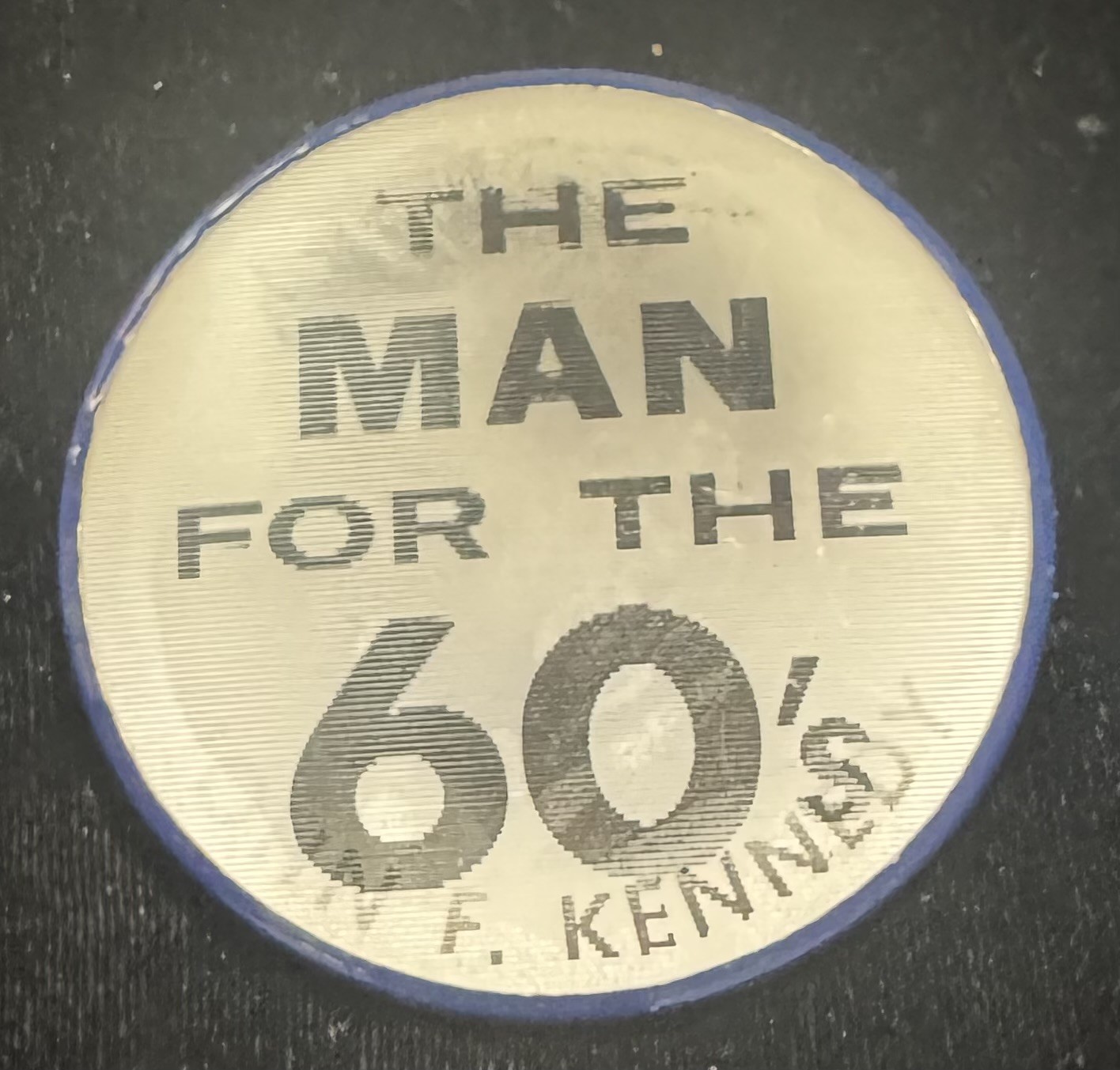 1960 2 1/2″ JOHN F KENNEDY-THE MAN FOR THE 60’s FLASHER CAMPAIGN BUTTON-EXC!