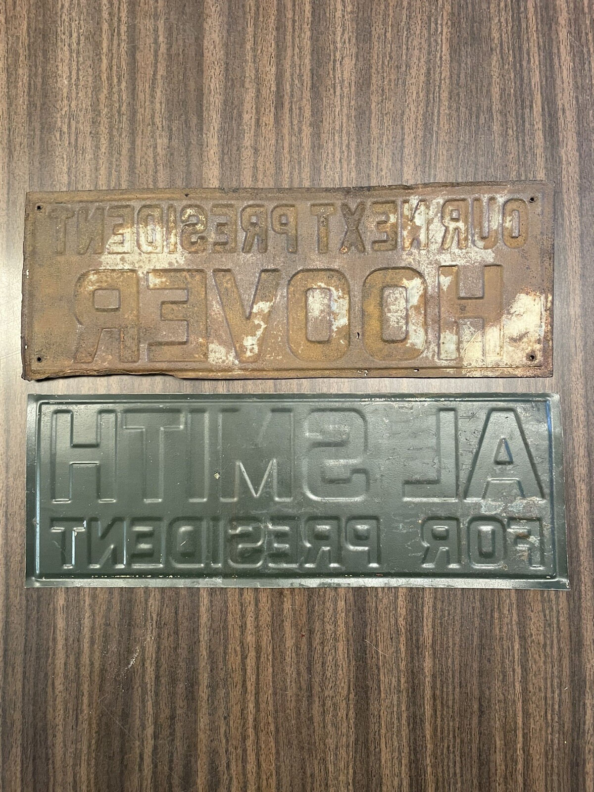 **Antique Al Smith VS Herbert Hoover For President 1928 Election -Tin Tackers **