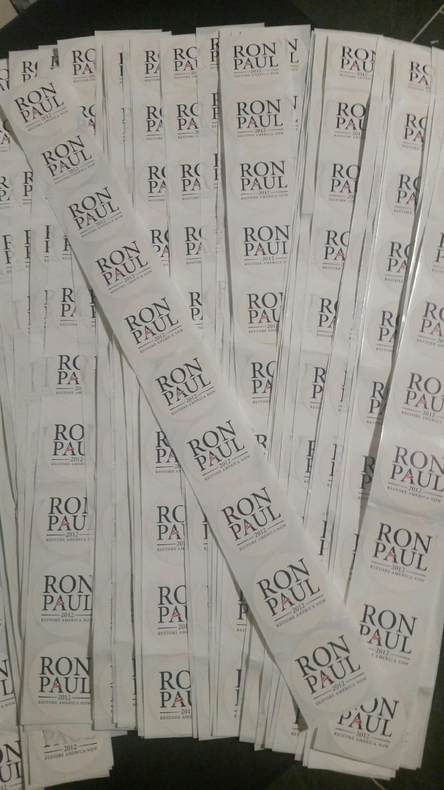 RON PAUL 2012 Bumper Stickers (set of 10) white round 2-in Official Campaign NEW