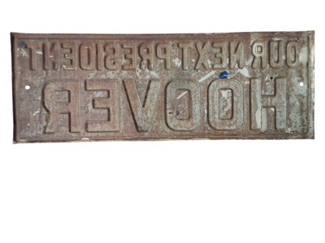 1928 Herbert Hoover Our Next President License Plate Topper Original Campaign
