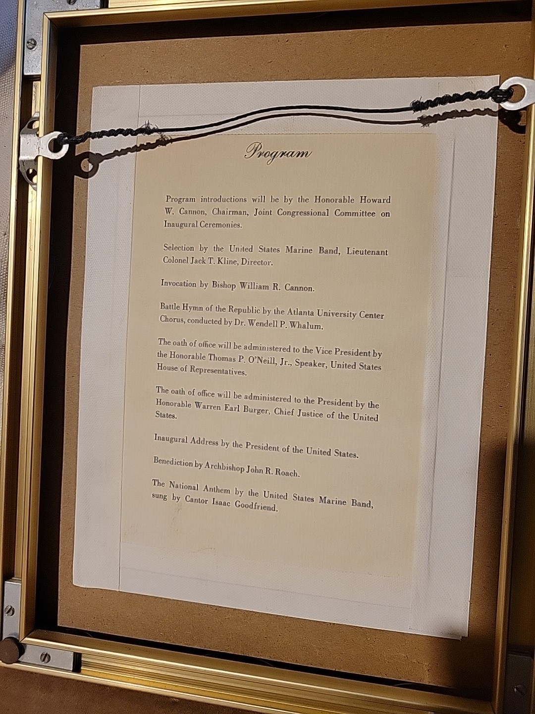 1977 CARTER INAUGURATION INVITATION FRAMED WITH PRESIDENTIAL SEAL & PROGRAM