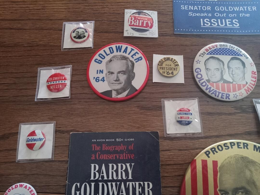 Massive Barry Goldwater Button, Book and Campaign Paraphenalia Collection
