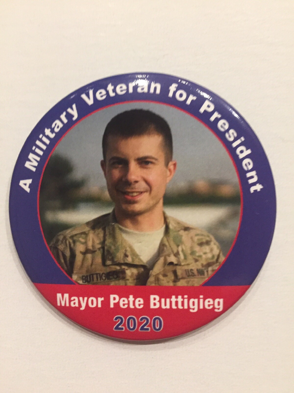 2020 Mayor Pete Buttigieg for President 3″ Button Military Veteran for President