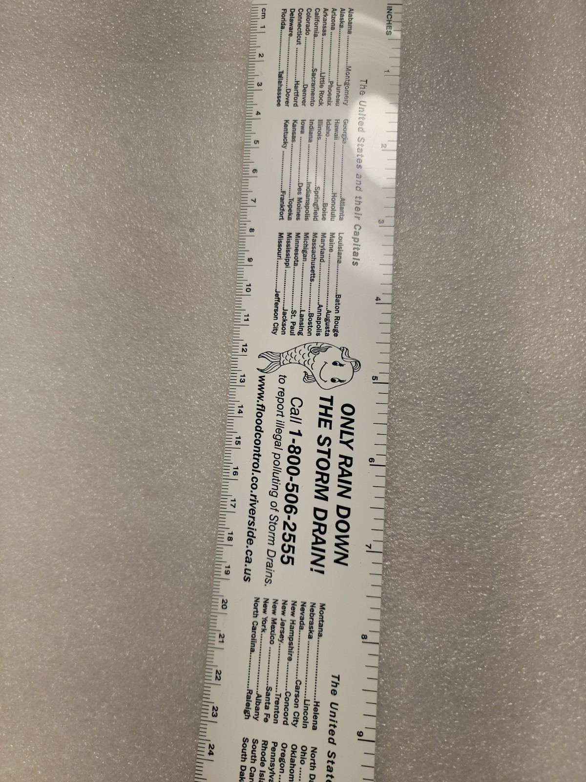 12 Inch Plastic Ruler U.S. Presidents. And CAPITALS Riverside California
