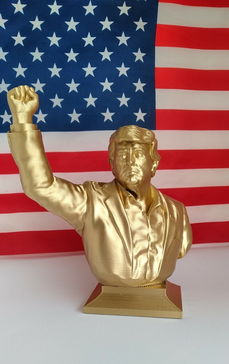 20cm 8″ 2024 Donald Trump Fist Pump FIGHT GOLD Statue PA Shooting 3D Print +🎁🎁