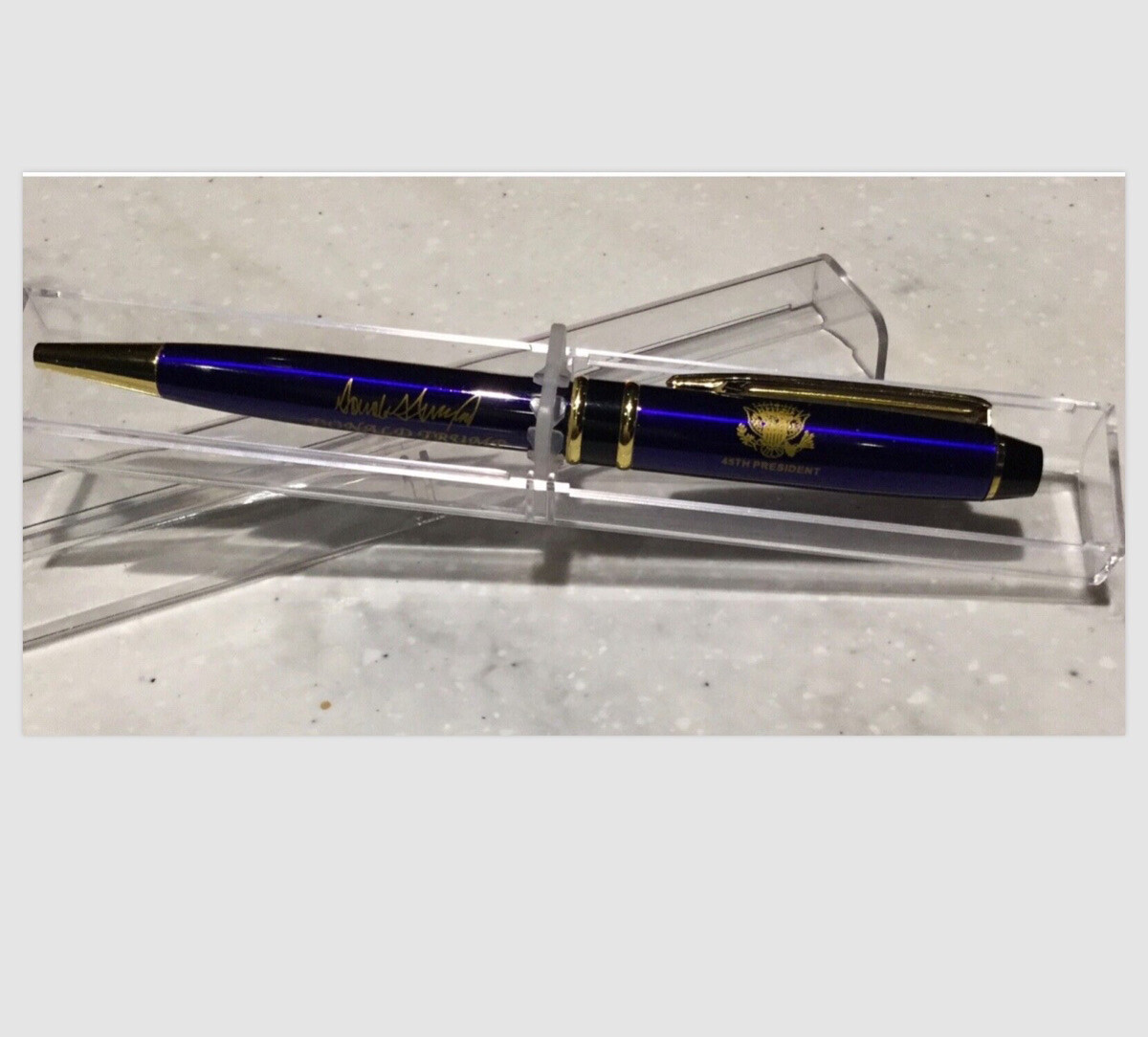 TRUMP PEN (2) WHITE HOUSE & EAGLE SEAL BLUE GOLD SIGNATURE REPUBLICAN MAGA GOP