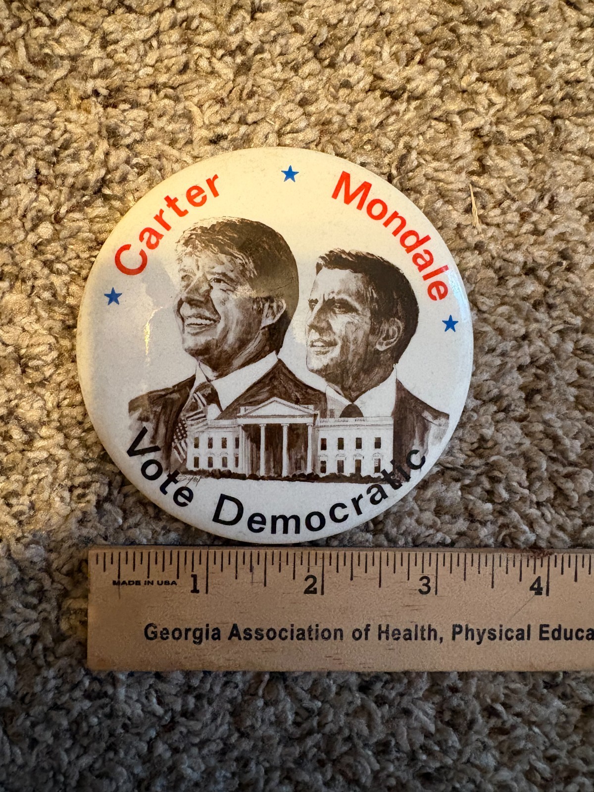 3.5″ Carter/Mondale “Vote Democratic” Jugate President/Political Campaign Button