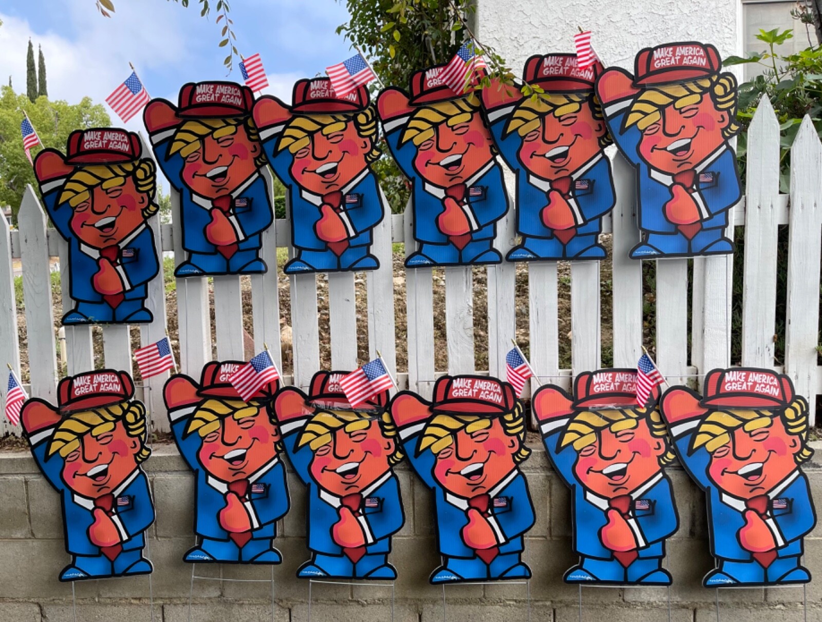 Trump 2024 Yard Sign with Stake, Mini MAGA Yard Sign 16×24”Double Sided Print