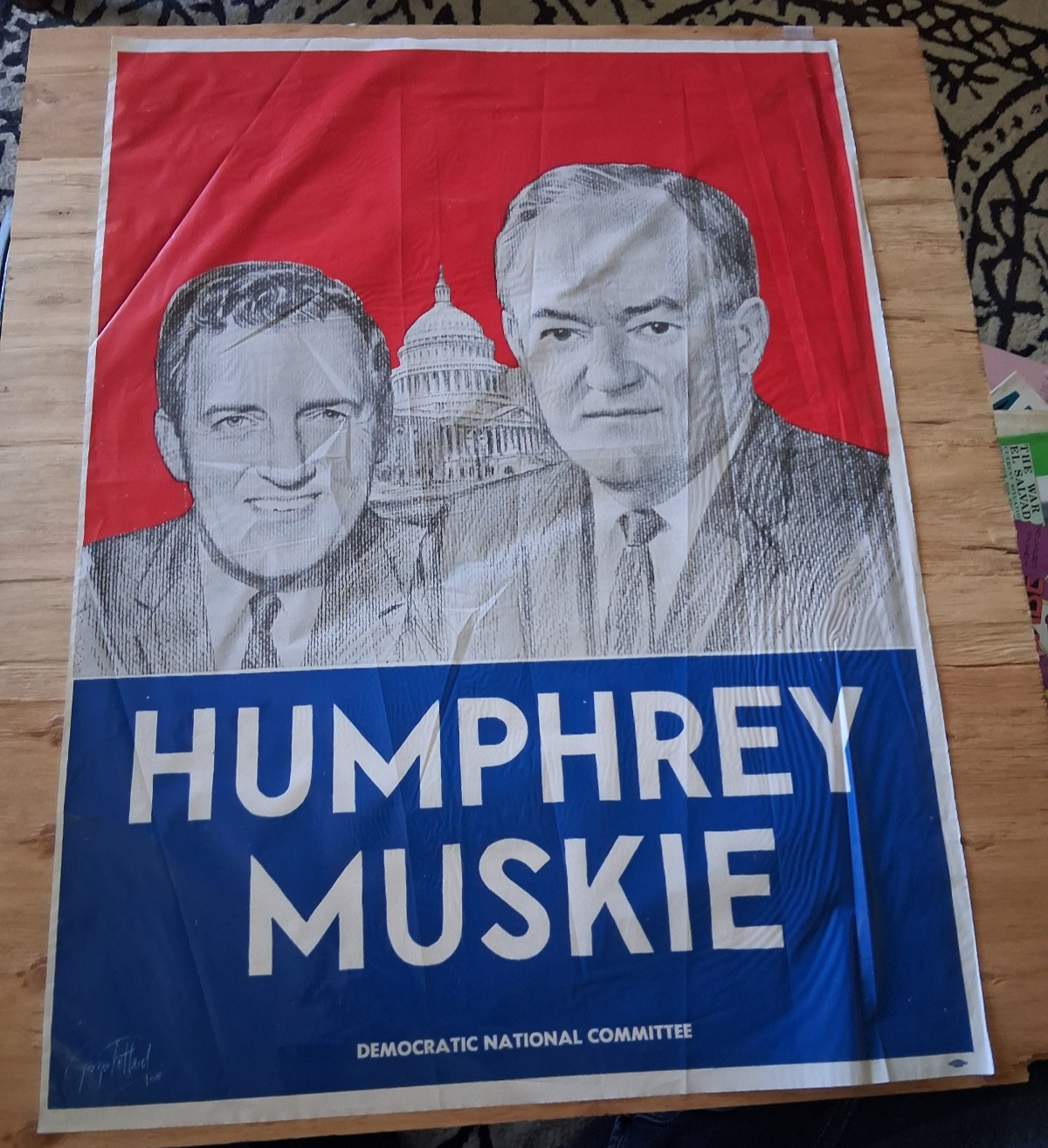 HUMPHREY / MUSKIE 1968 president campaign poster plastic