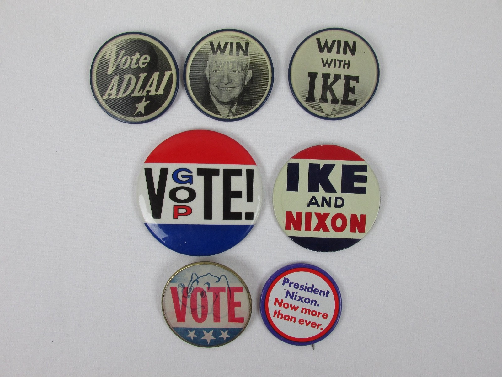 Vintage 1950s 60s Dwight Eisenhower IKE Richard Nixon Adlai Political Buttons