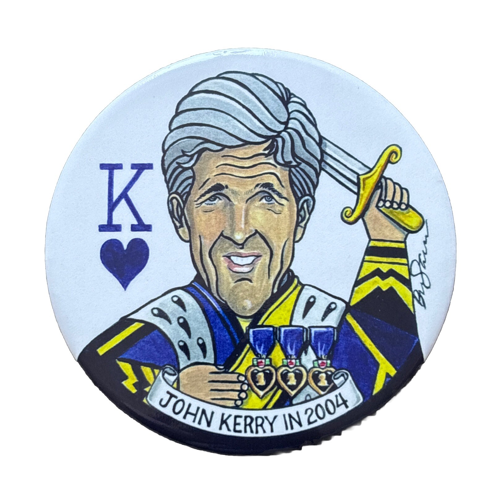2004 John Kerry for President 4″ Button Brian Campbell Suicide King Pin 56/100