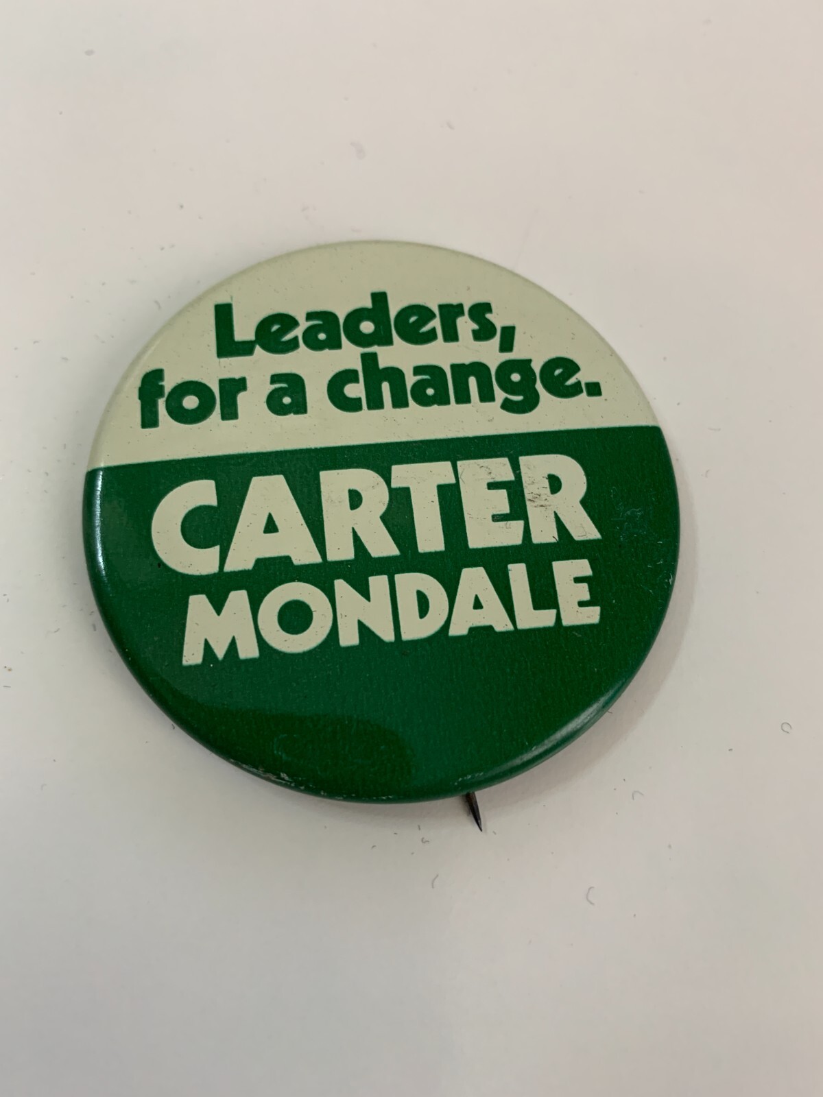 Vintage Carter-Mondale ‘Leaders for a Change’ Campaign Button 2.5″
