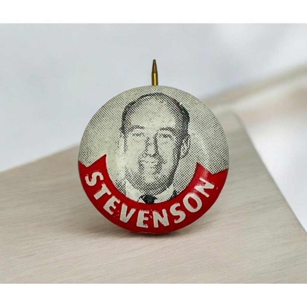 Vintage Adlai Stevenson Pinback Presidential Campaign Button 1950s Election