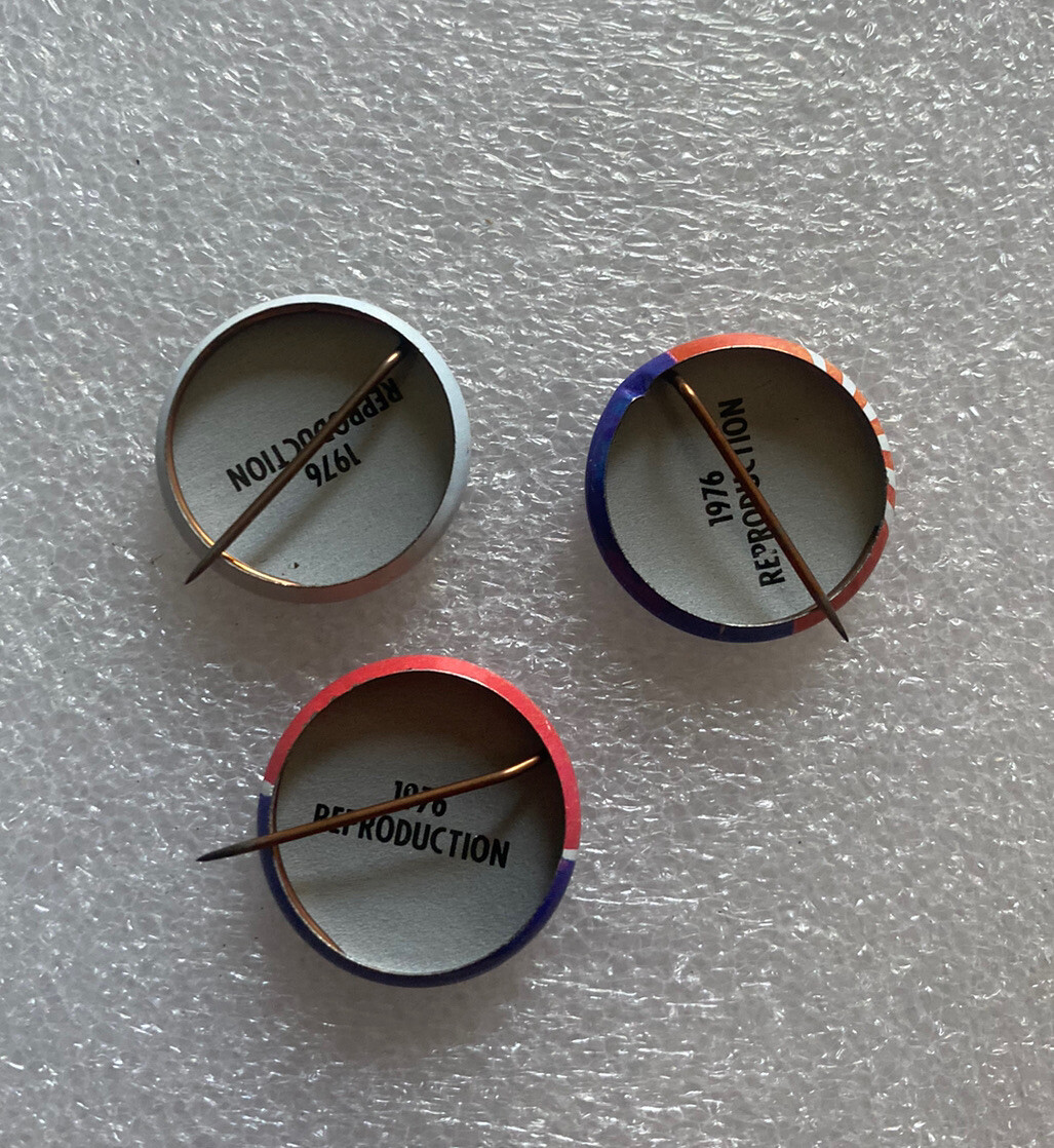 Mixed Lot of 3 Reproduction 1976 WJ Bryan Roosevelt McGovern/Shriver pin buttons