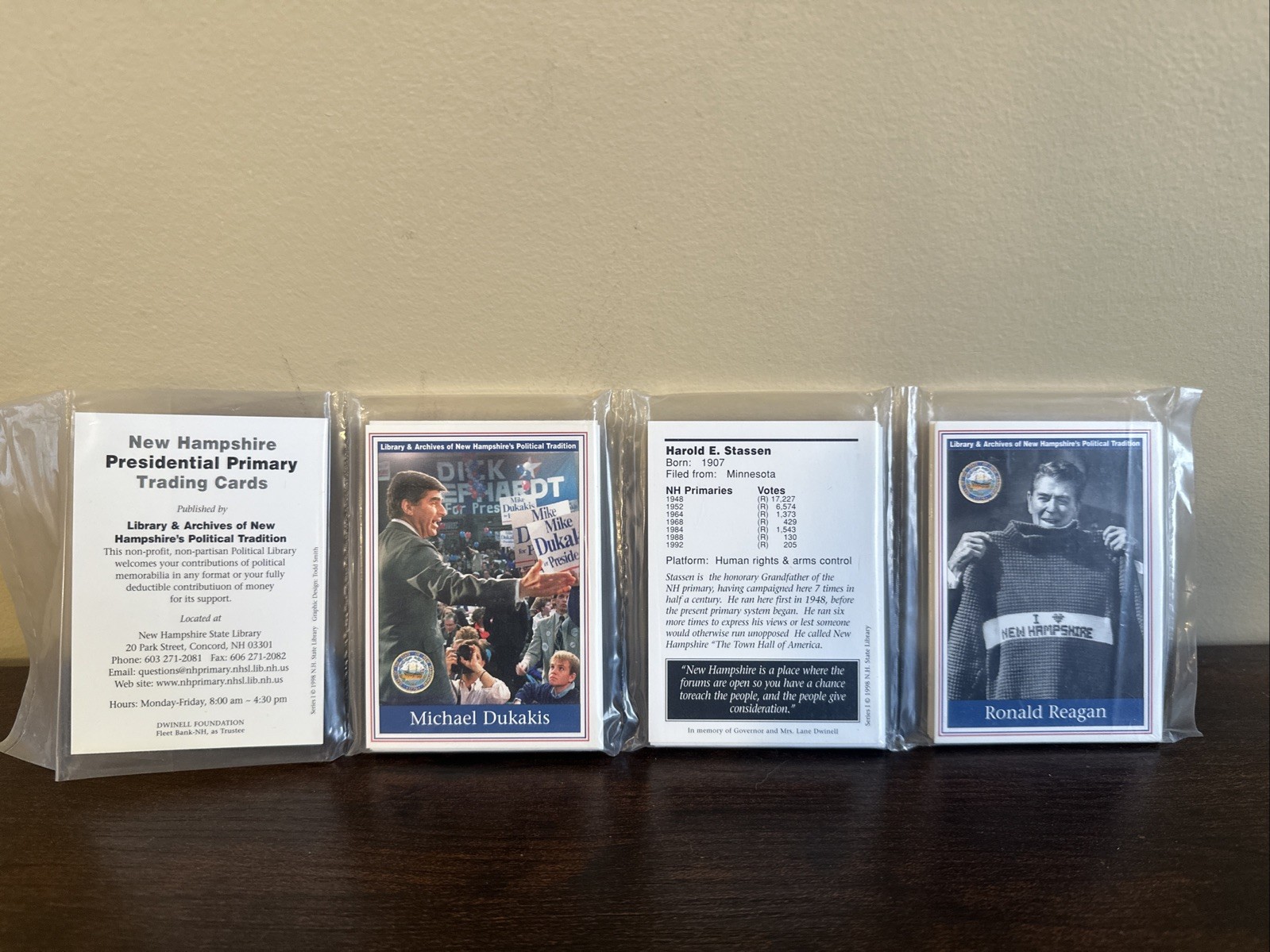 (48) 1998 New Hampshire Presidential Primary Trading Cards Series 1 – Reagan!