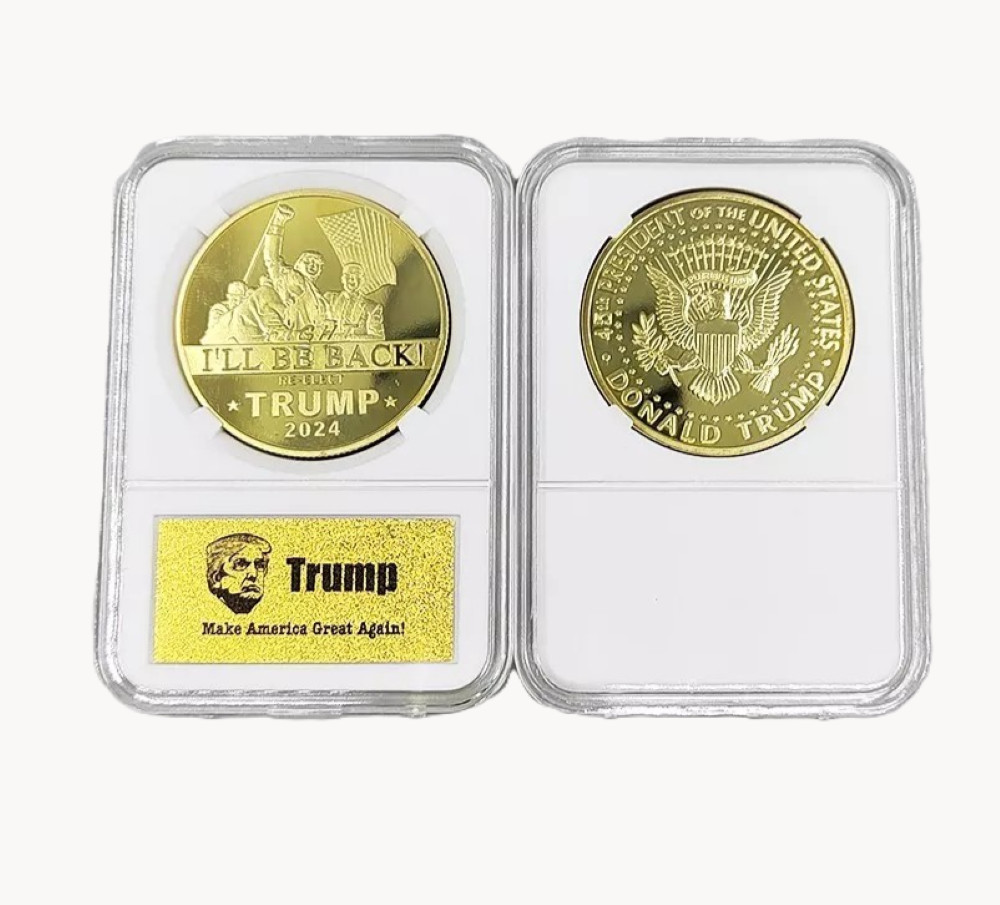 2024-45th President Donald Trump Fight Never Surrender Gold Coin in Clear Case