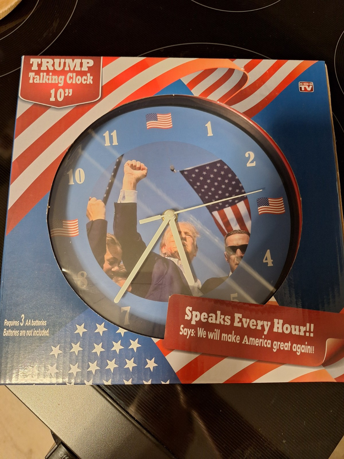 President Donald Trump Talking Clock. New In Box.