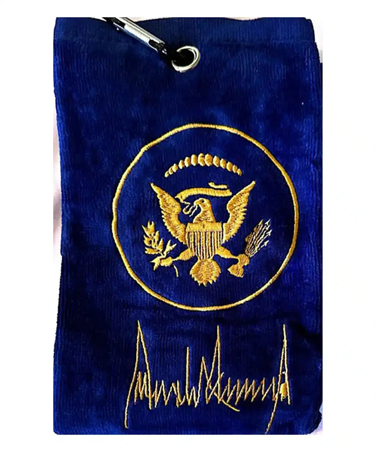 President Trump Signature Presidential Seal Navy Blue Embroidered Golf Towel