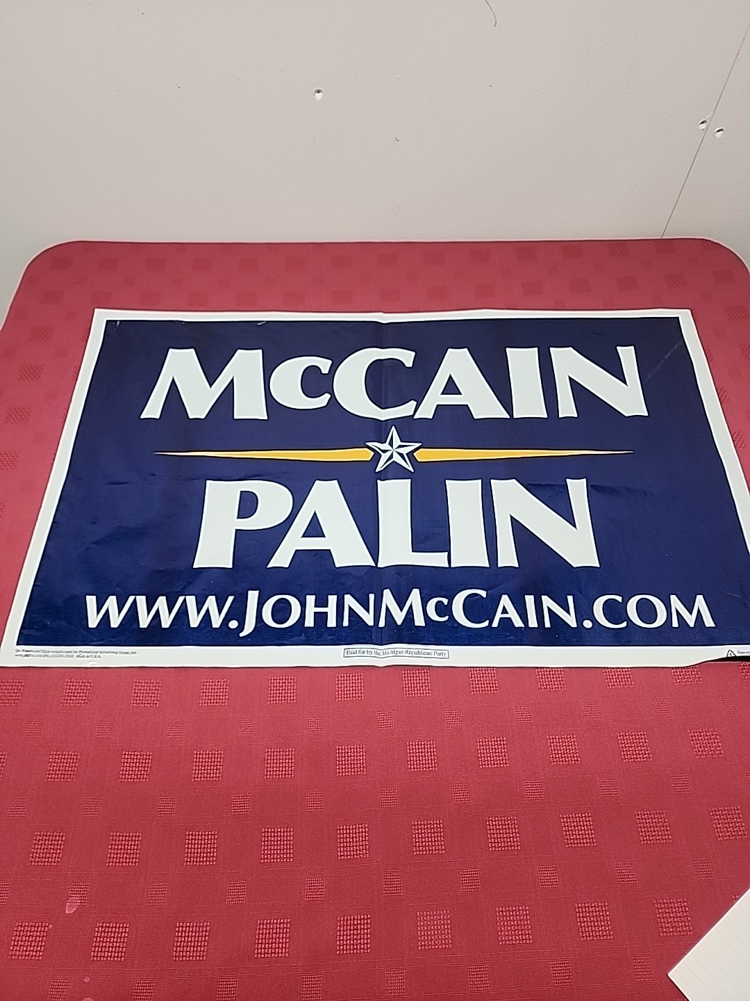 2008 McCAIN/PALIN Presidential Election Yard Sign Plastic Poster 2 Sided 26 X 16