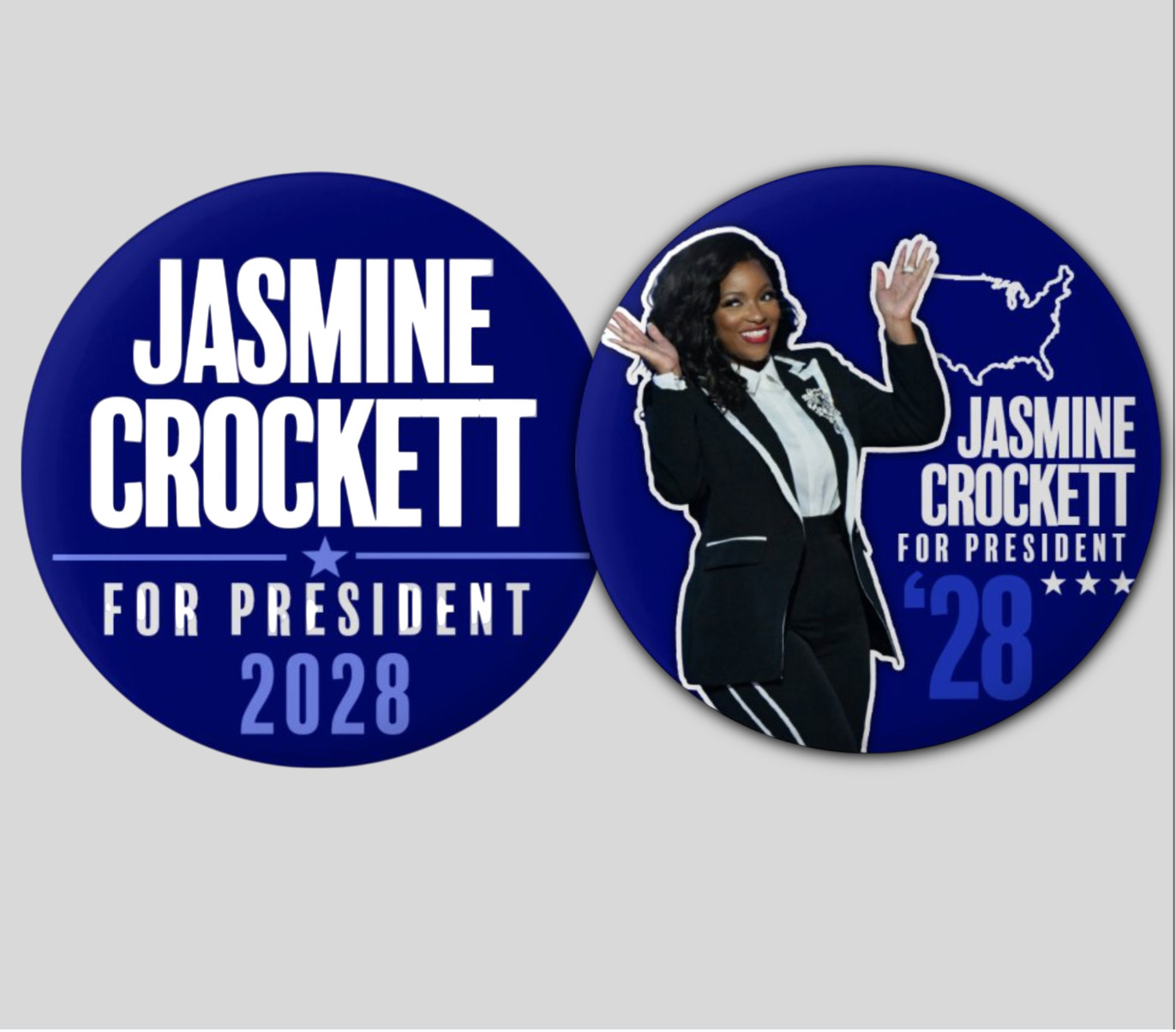 Jasmine Crockett President 2028 Pin Buttons Democrat Texas Anti-Trump Political