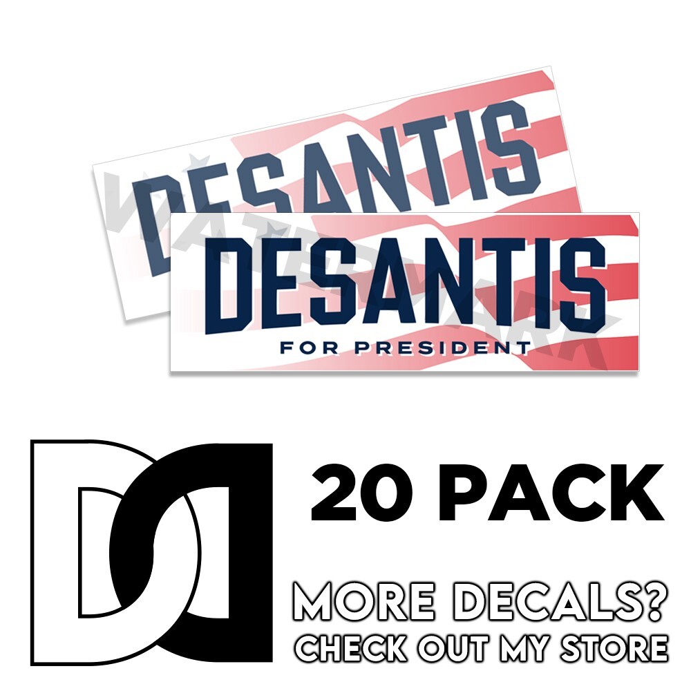 DeSantis For President 2024 9×3 Stickers Decals USA Red on White 9×3 20 Pack