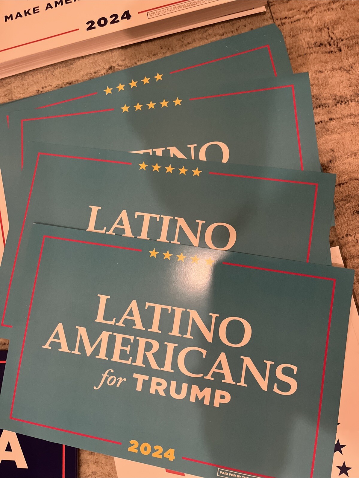 4 Donald Trump 2024 Official Latino Americans For Trump Placard/Rally Signs