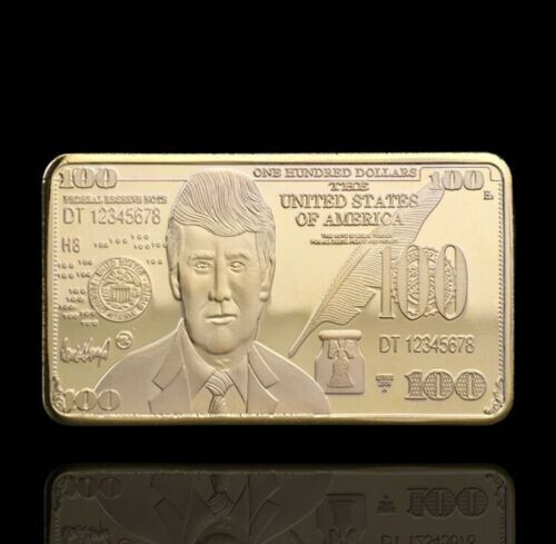 President Trump $100 Gold colored Bar MAGA Collectable Coin Gift MAGA DEPLORABLE