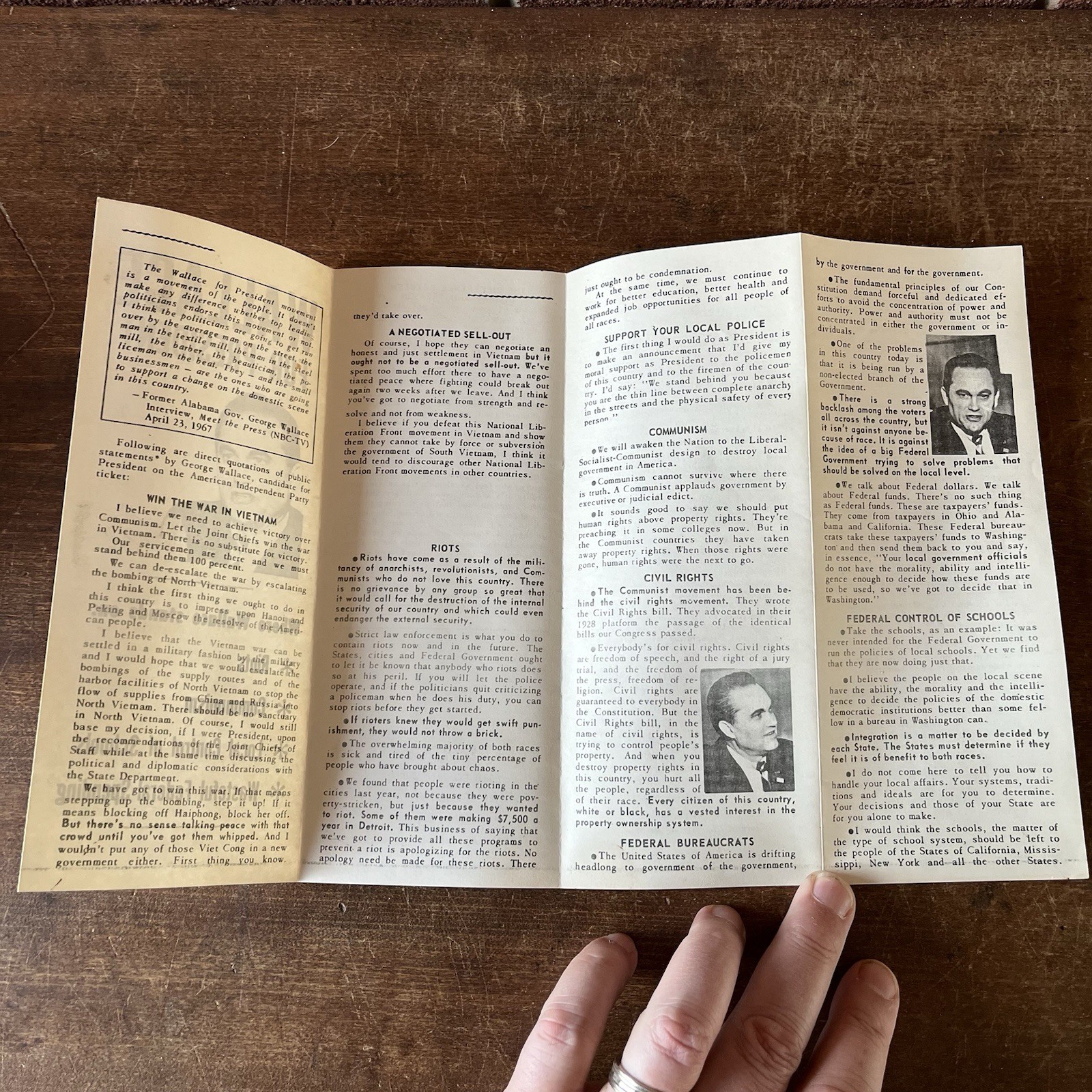 Lot of 3 George Wallace for President 1968 Campaign Pamphlets Ephemera Unions