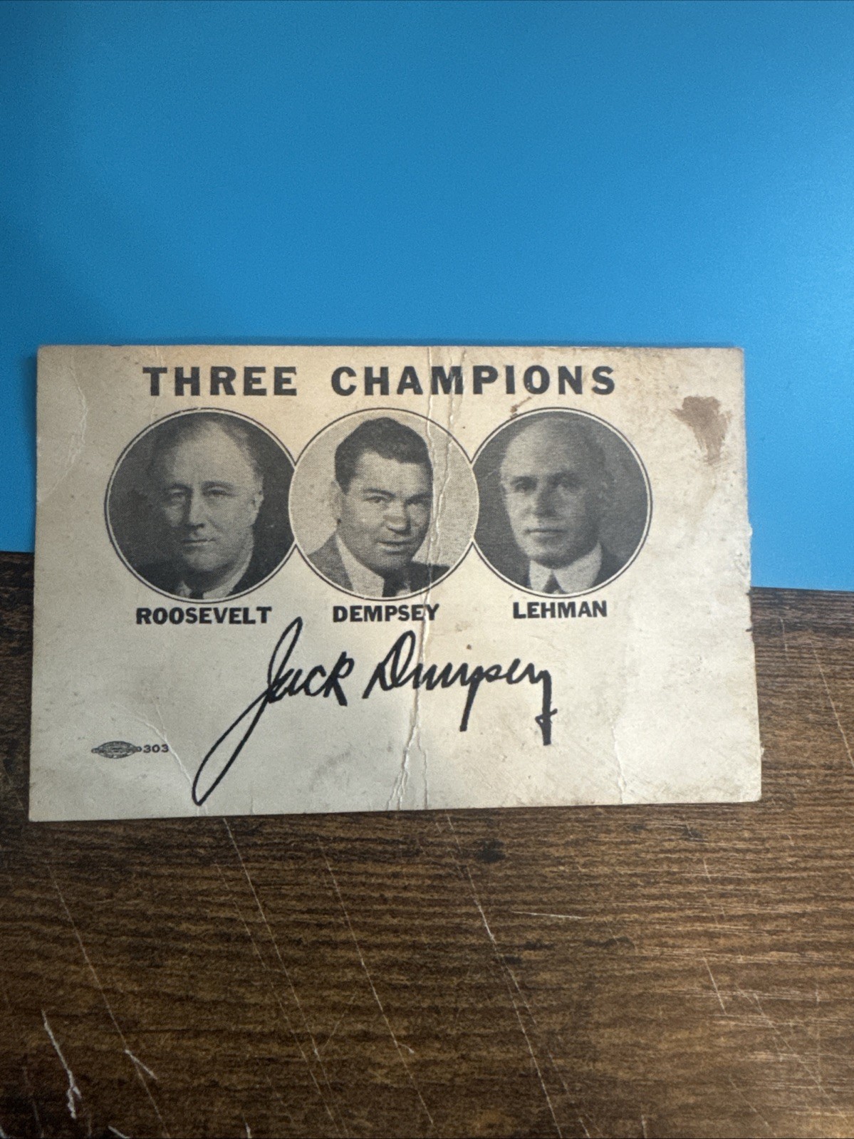 1938 FDR CAMPAIGN CARD ROOSEVELT JACK DEMPSEY LEHMAN