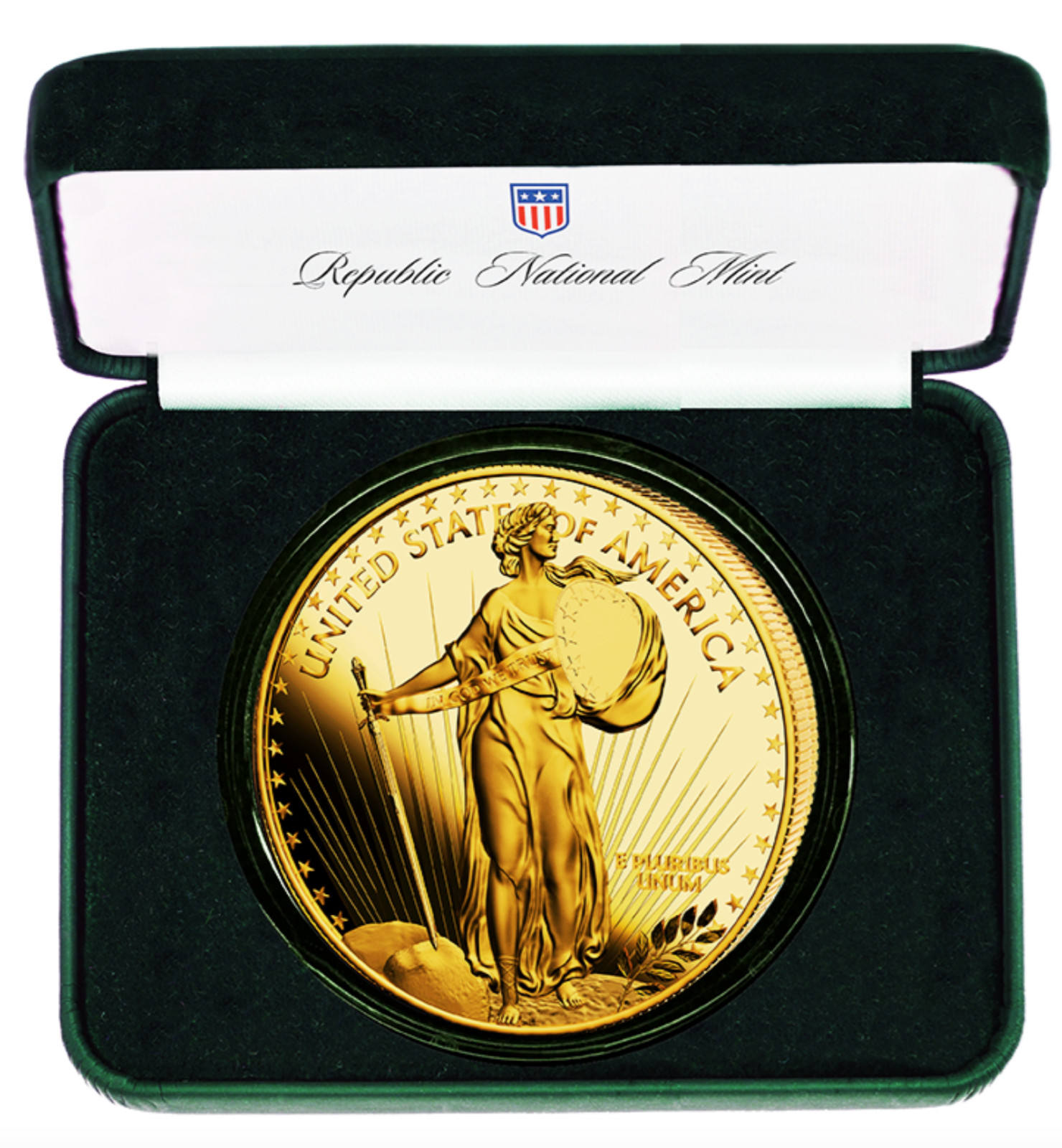 2021 Trump Patriot Gold MAGA Coin – Standing Liberty In Velvet Gift Box