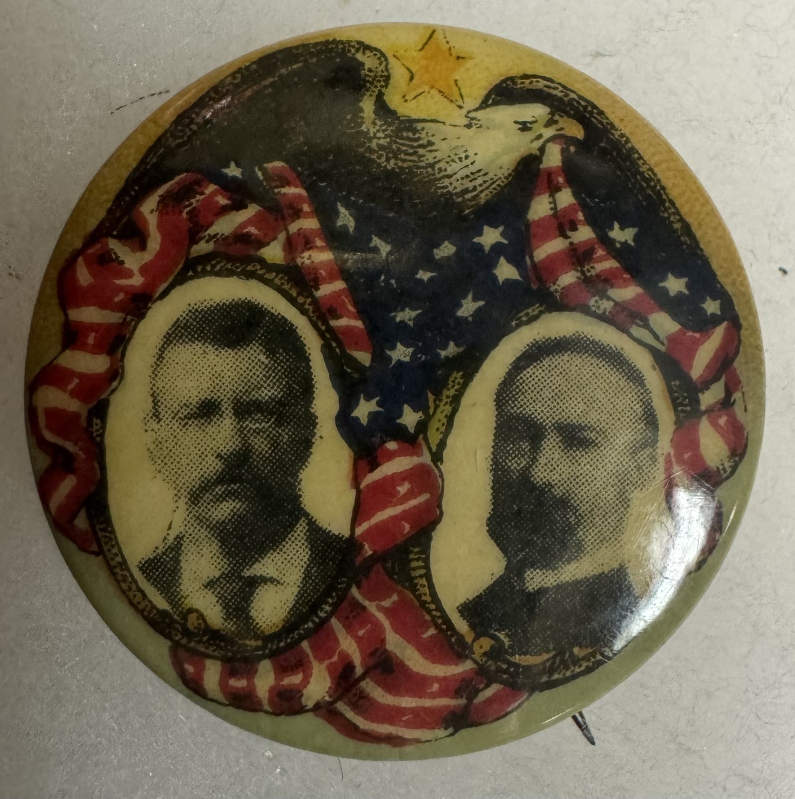 1904 TEDDY ROOSEVELT-FAIRBANKS 1 1/4″ GRAPHIC & MINT JUGATE CAMPAIGN BUTTON-NICE