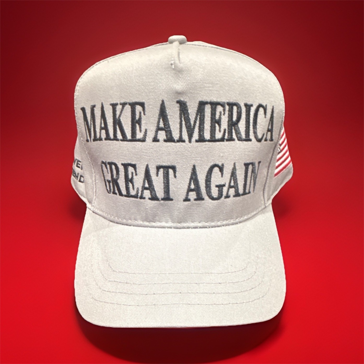 Official Cali-Fame Trump Gray MAKE AMERICA GREAT AGAIN 2024 Hat w/American Flag