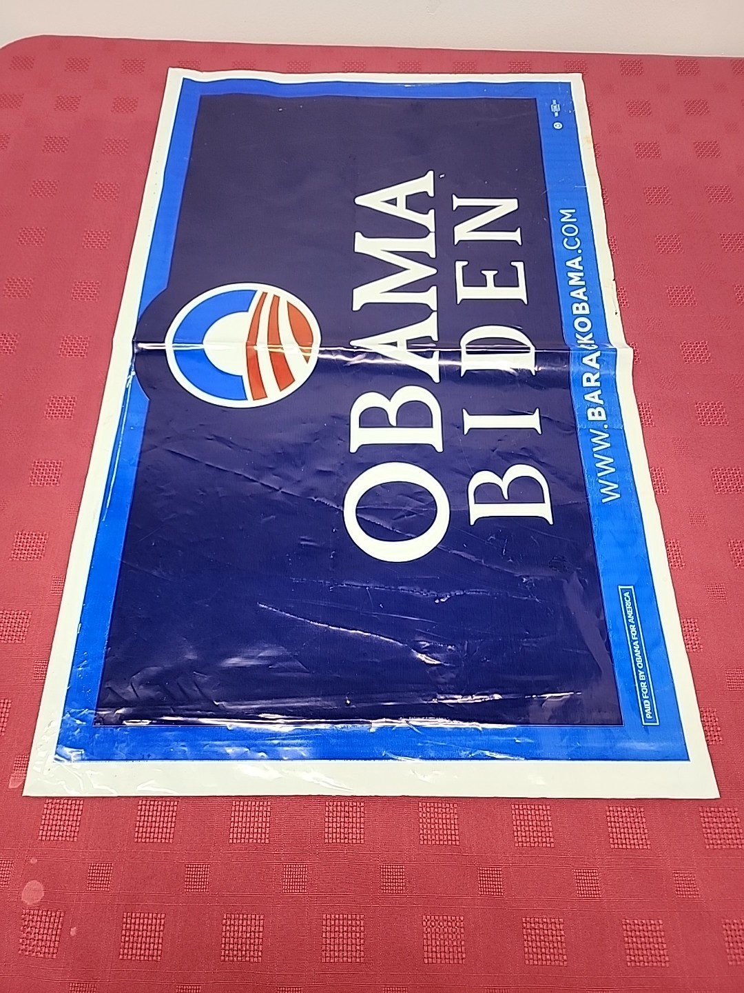 OBAMA/BIDEN Yard Sign 2008 Presidential Election Plastic Poster 2 Sided 26 X 18