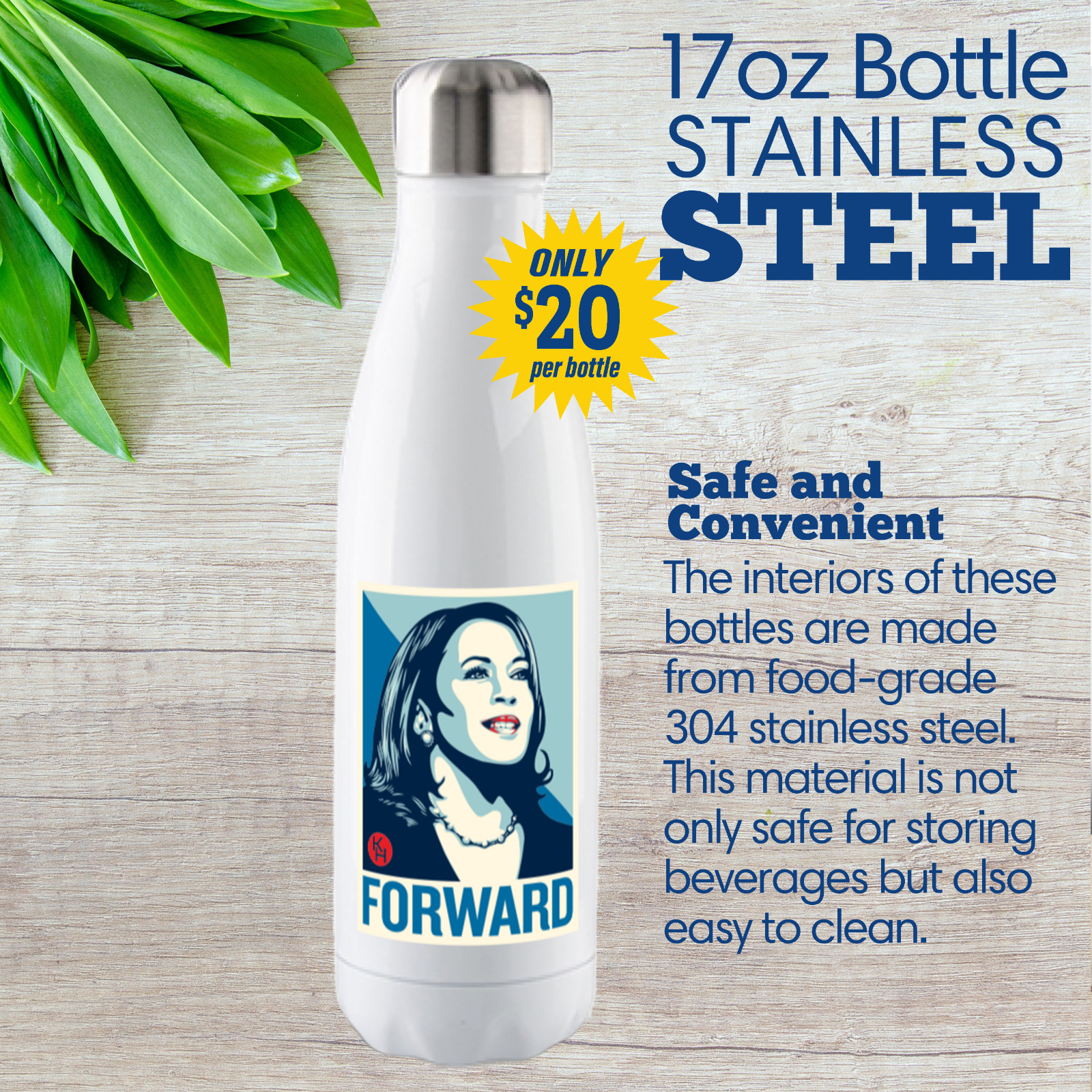 Kamala Harris FORWARD 2024 Campaign We Are Not Going Back 17 oz Insulated Bottle