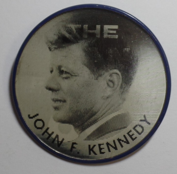 1960 John Kennedy Man for the ’60’s Prez Campaign Slogan Lenticular Flasher Pin