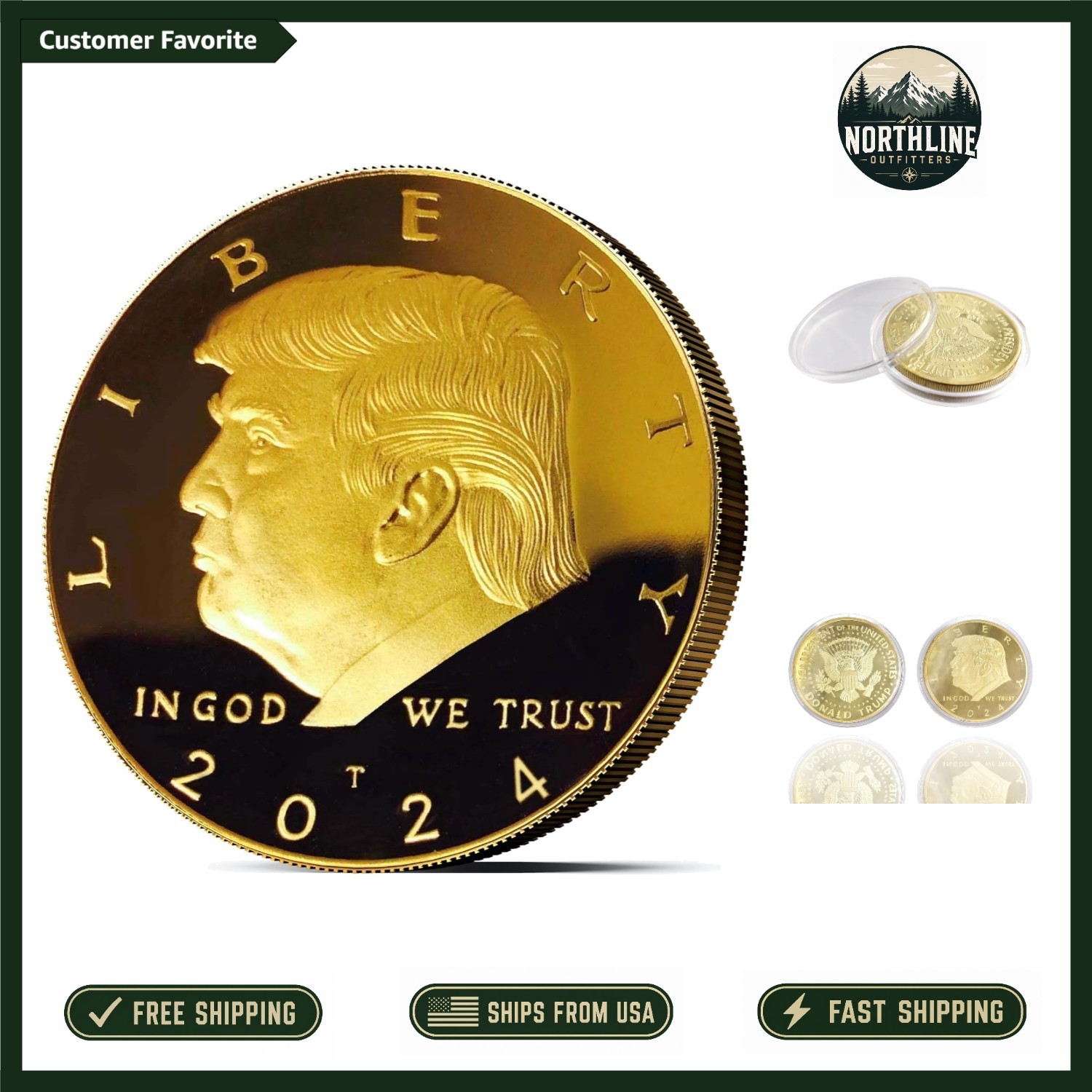 2024 Donald Trump Gold-Plated Coin with Case – Perfect Collectible for Fans