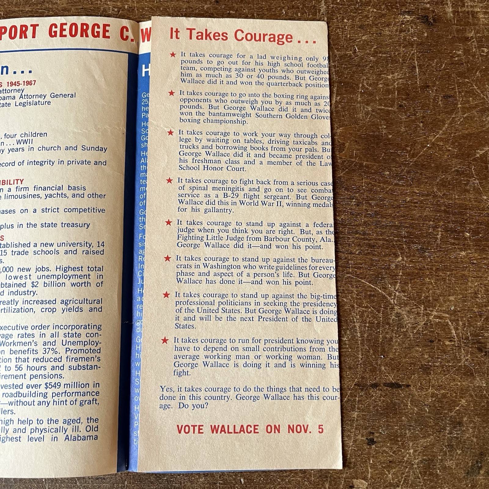 Lot of 3 George Wallace for President 1968 Campaign Pamphlets Ephemera Unions