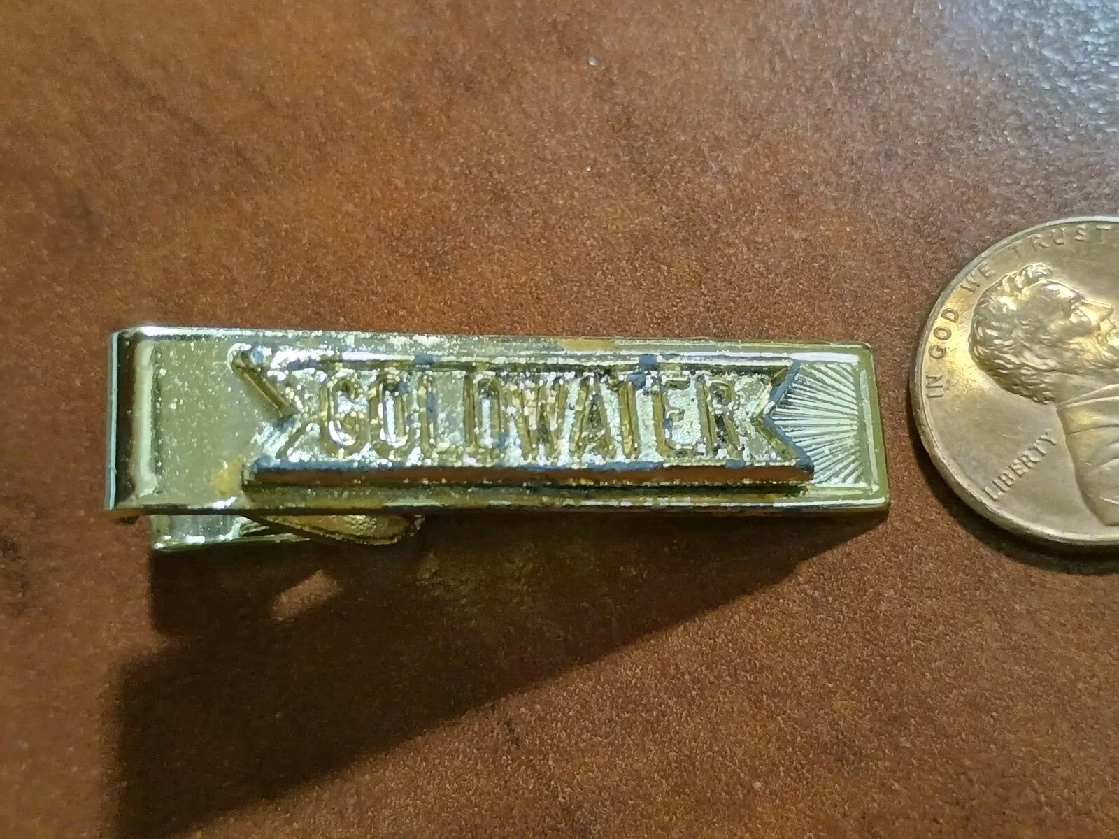 1964 Barry Goldwater President Political Tie Clip Gold Tone Metal pin button