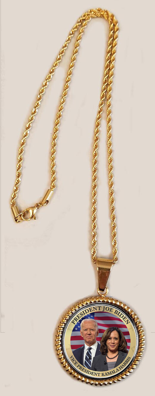 Biden Harris Necklace Colorized JFK half Dollar