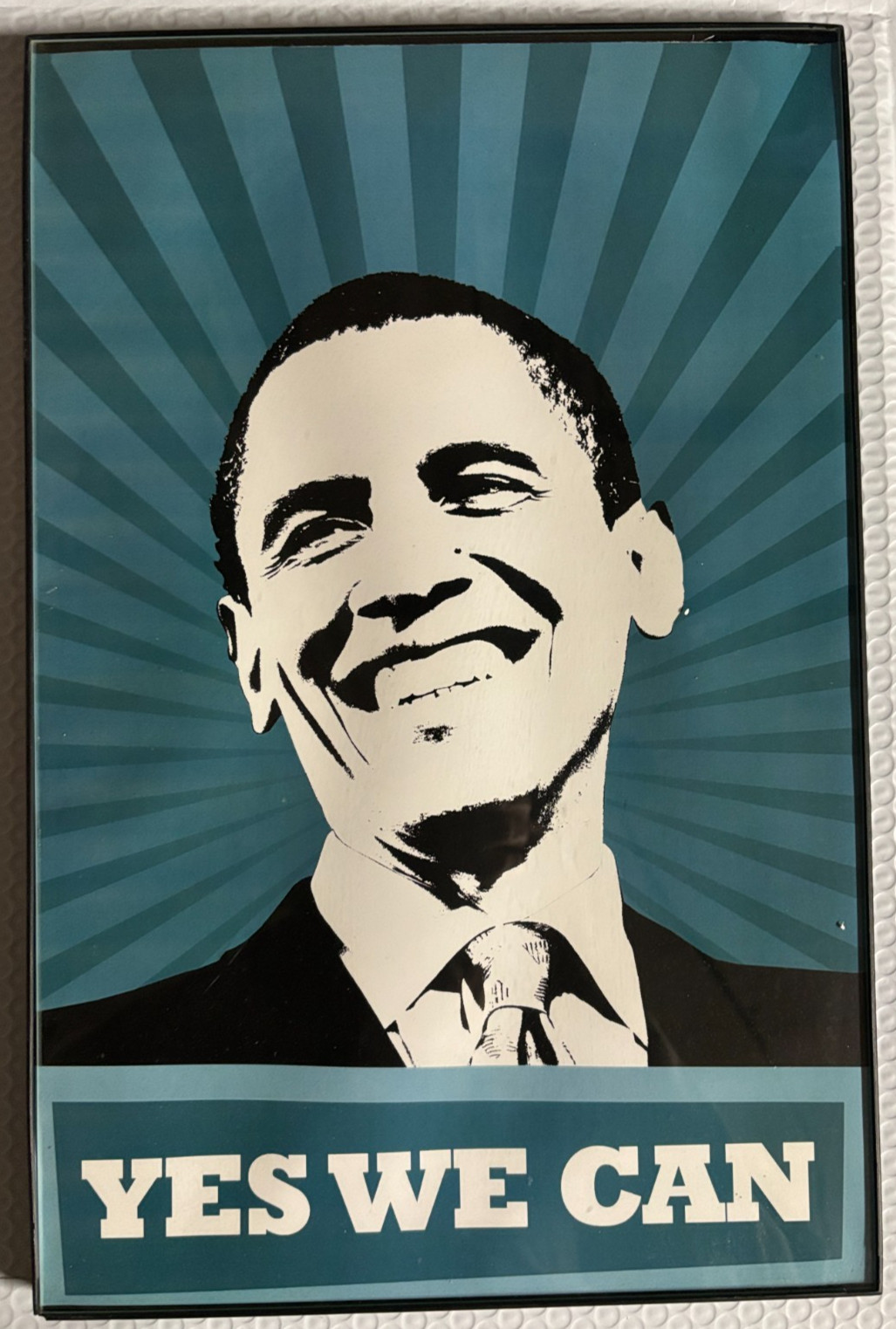 Obama YES WE CAN vintage poster – 11″ x 17″ – in glass & plastic frame