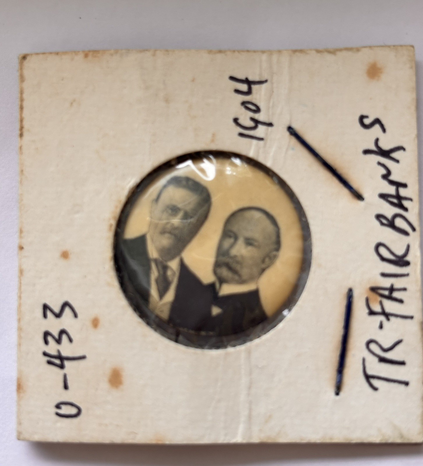 1904 Teddy Roosevelt Chas Fairbanks Sepia Prez Campaign Pinback 1″