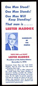 Lester Maddox Democrat for President 1976