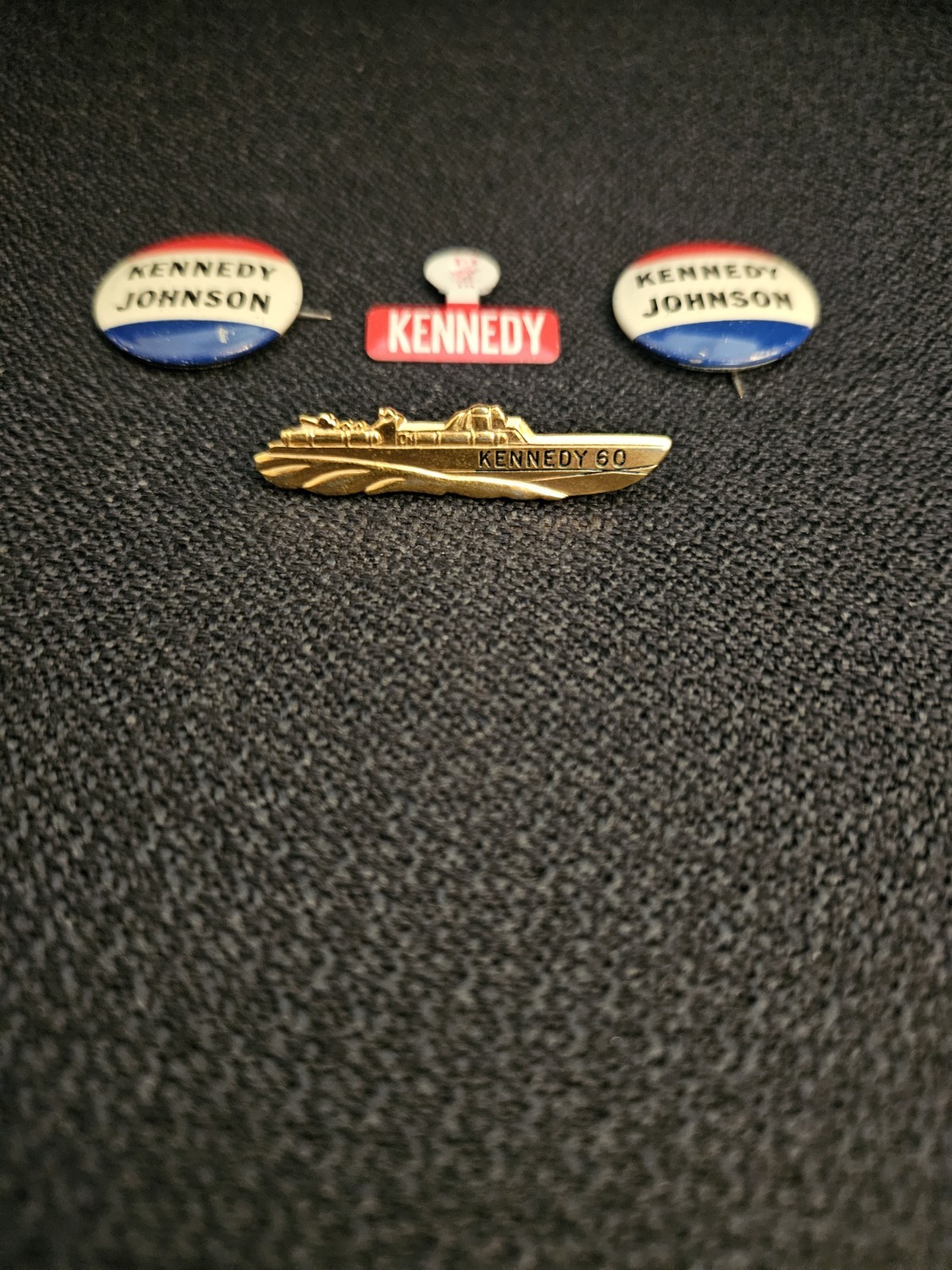 John F. Kennedy PT-109 Lapel Pin Plus 3 Others 1960 Presidential Campaign