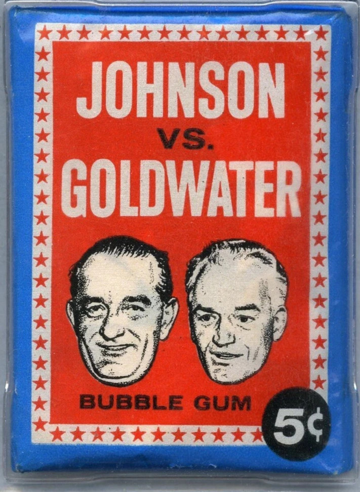 NEW Sealed Johnson vs Goldwater Bubble Gum 1964 Presidential Election 5 cents