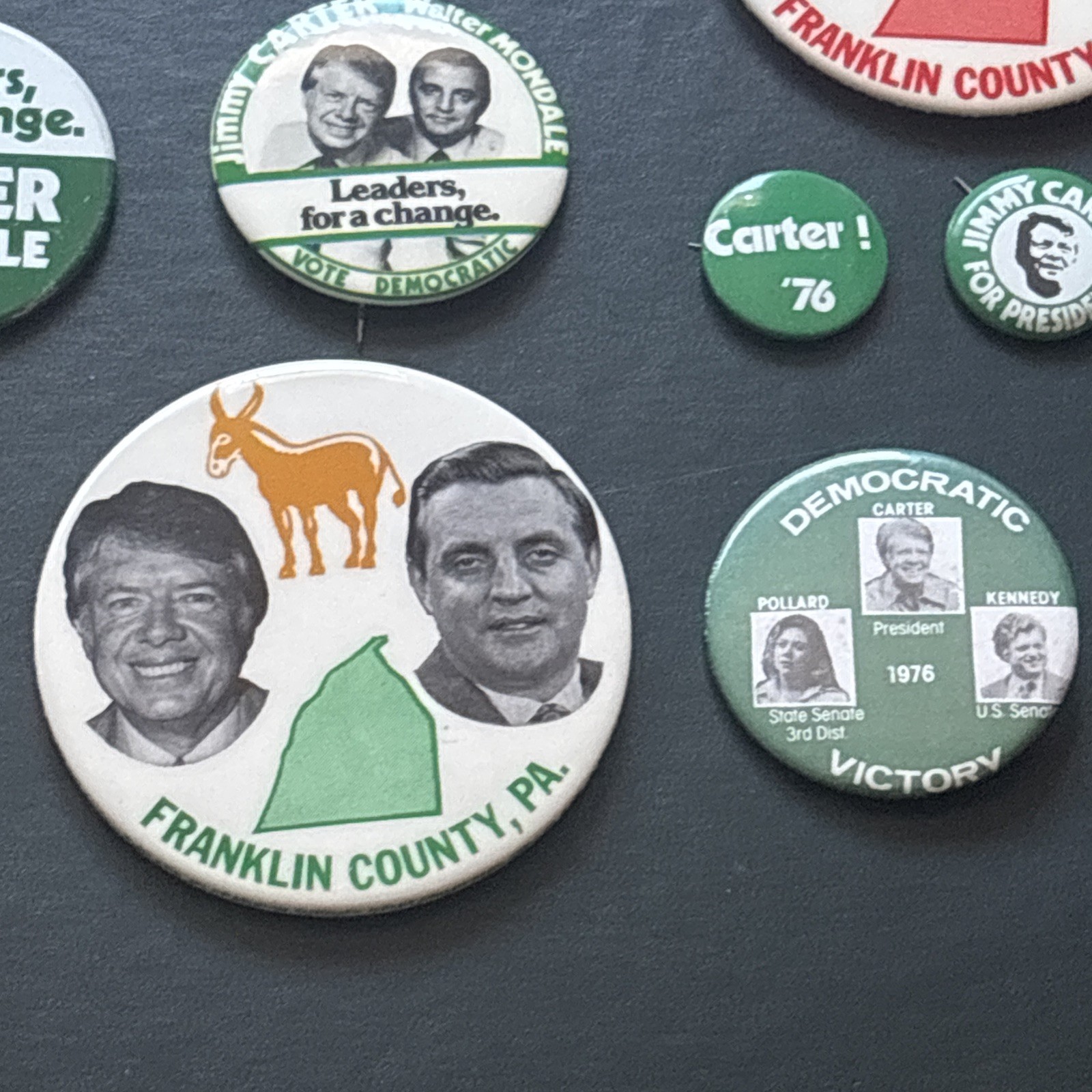 10 Different 1976 & 1980 Jimmy Carter Walter Mondale Buttons Pins Dealer Lot