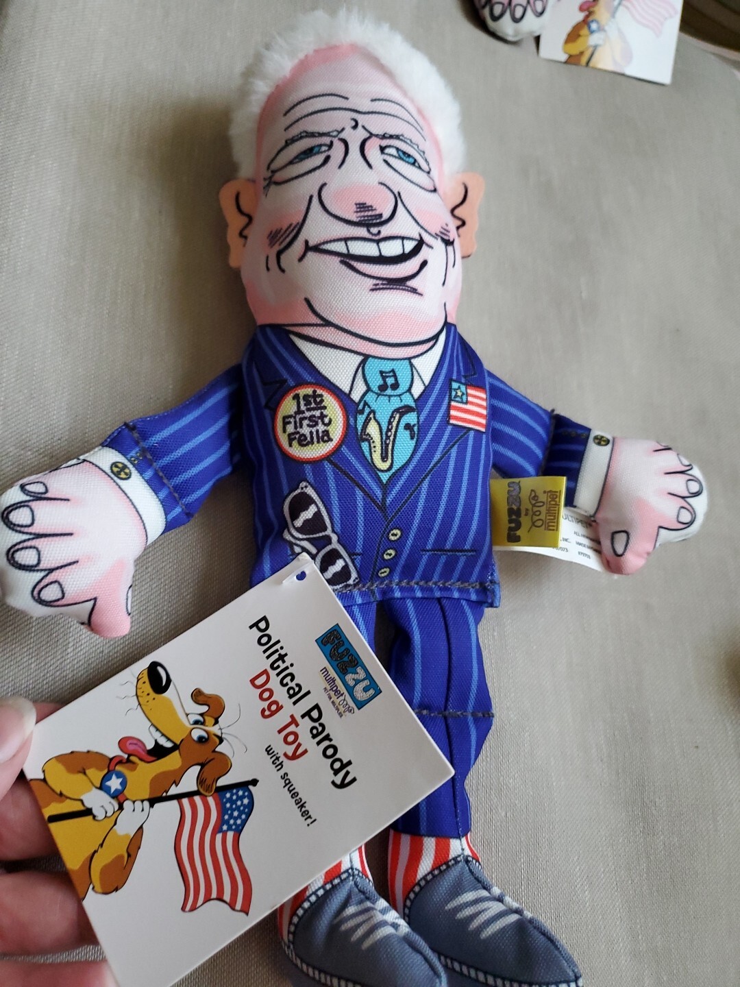 FUZZU 12″ Hillary & Bill Clinton Squeakers Political Parody Dog Toys w Tags